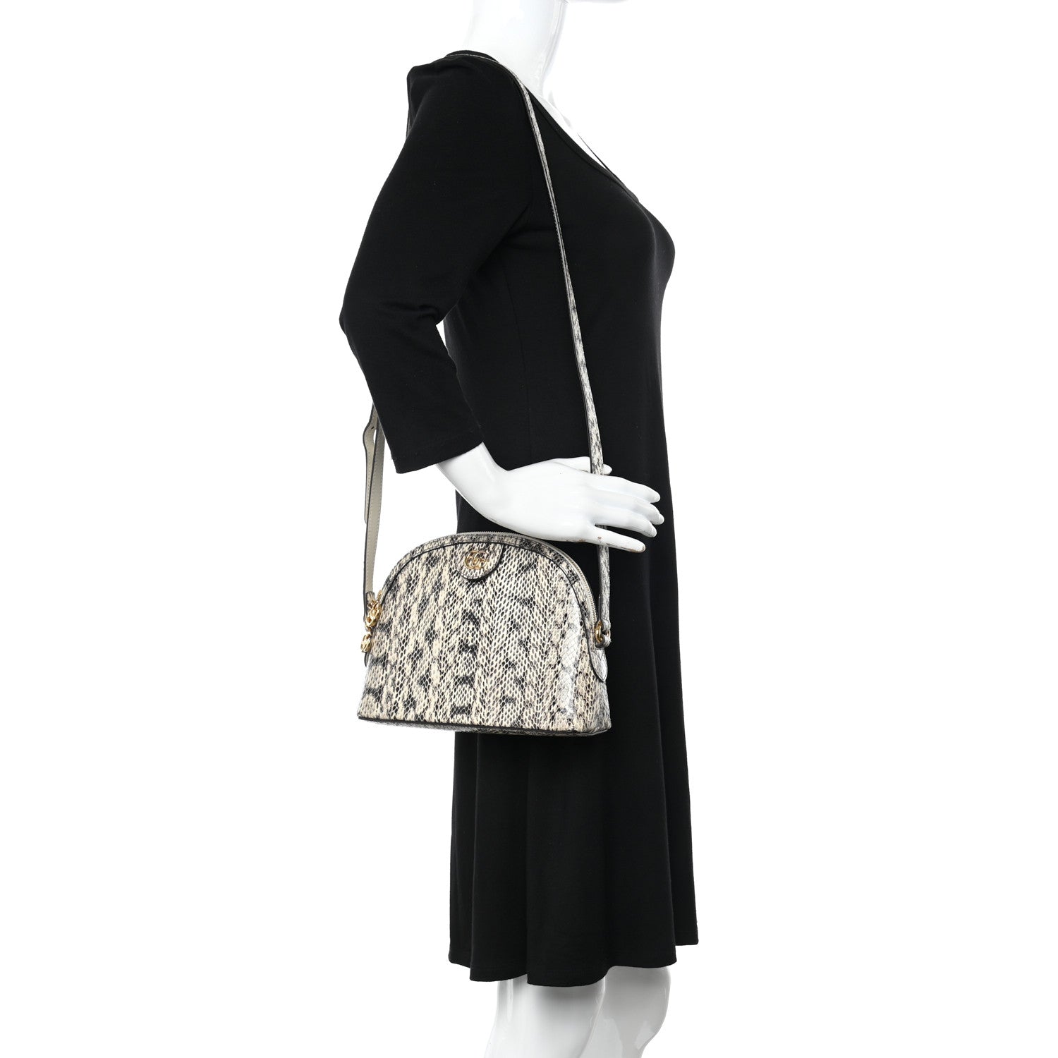 Gucci Snakeskin GG Small Ophidia Dome Shoulder Bag Roccia 2 of 12