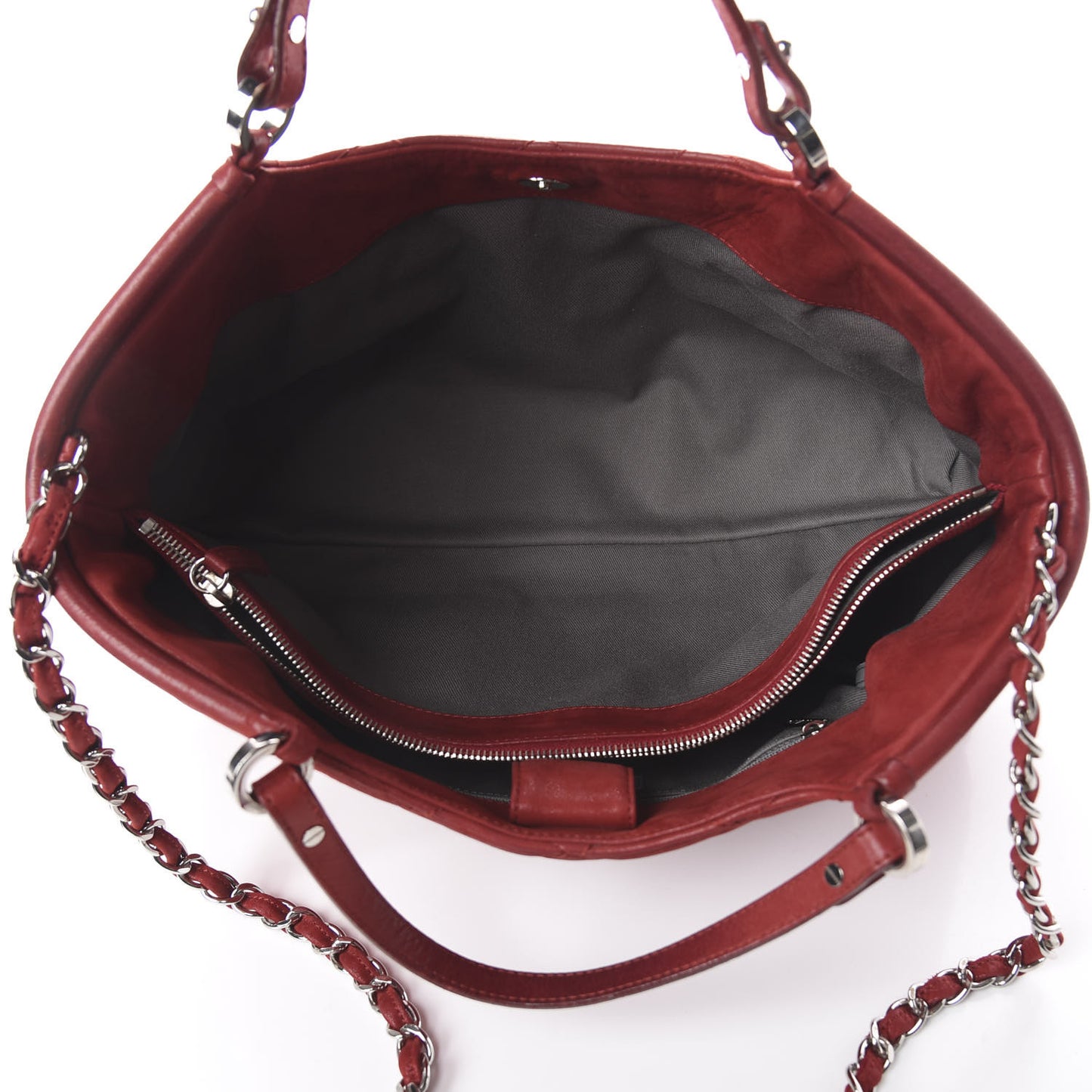 Iridescent Calfskin Quilted Small Sea Hit Tote Red