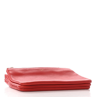 Celine Lambskin Small Trio Crossbody Bag Red 3 of 8