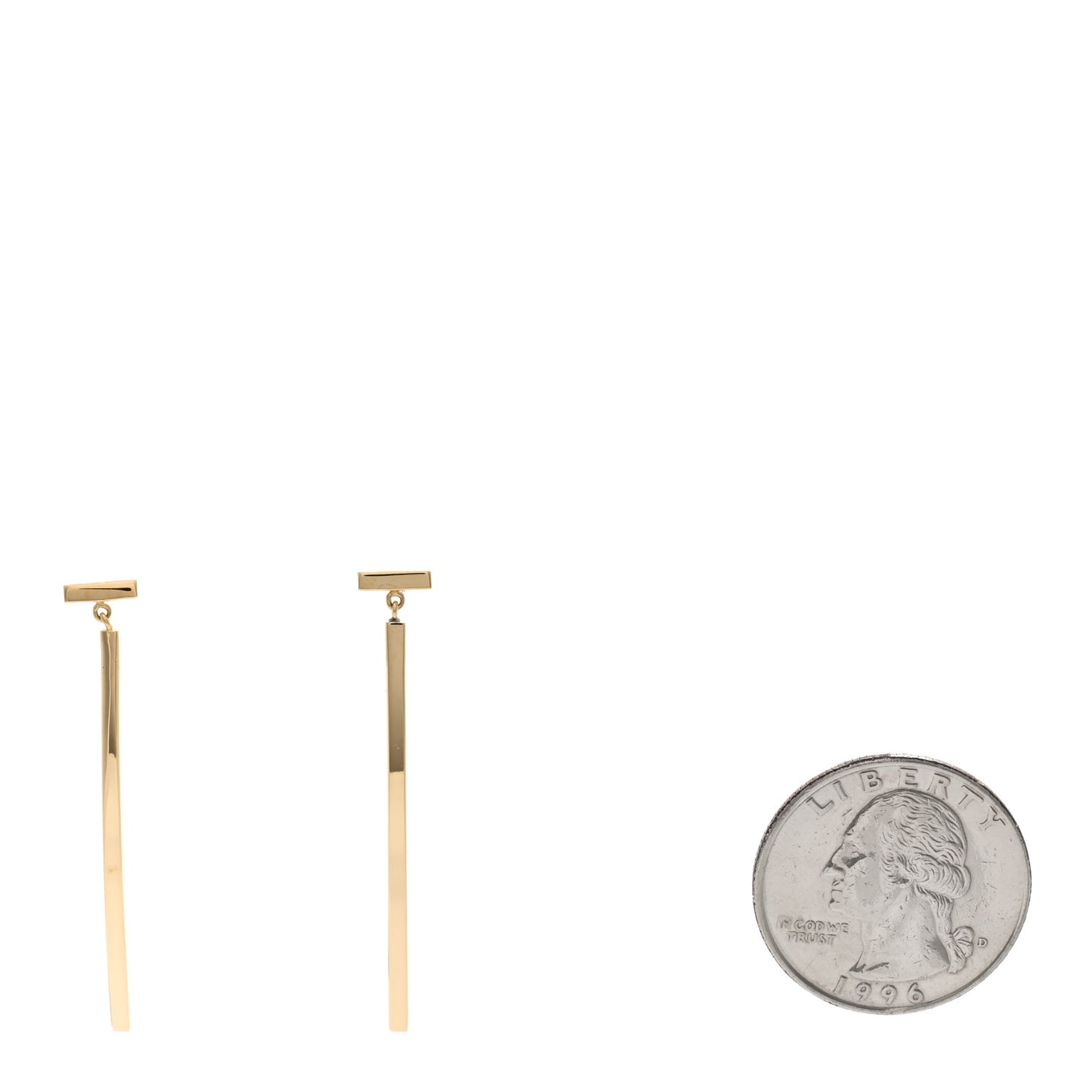 18K Yellow Gold T Bar Earrings