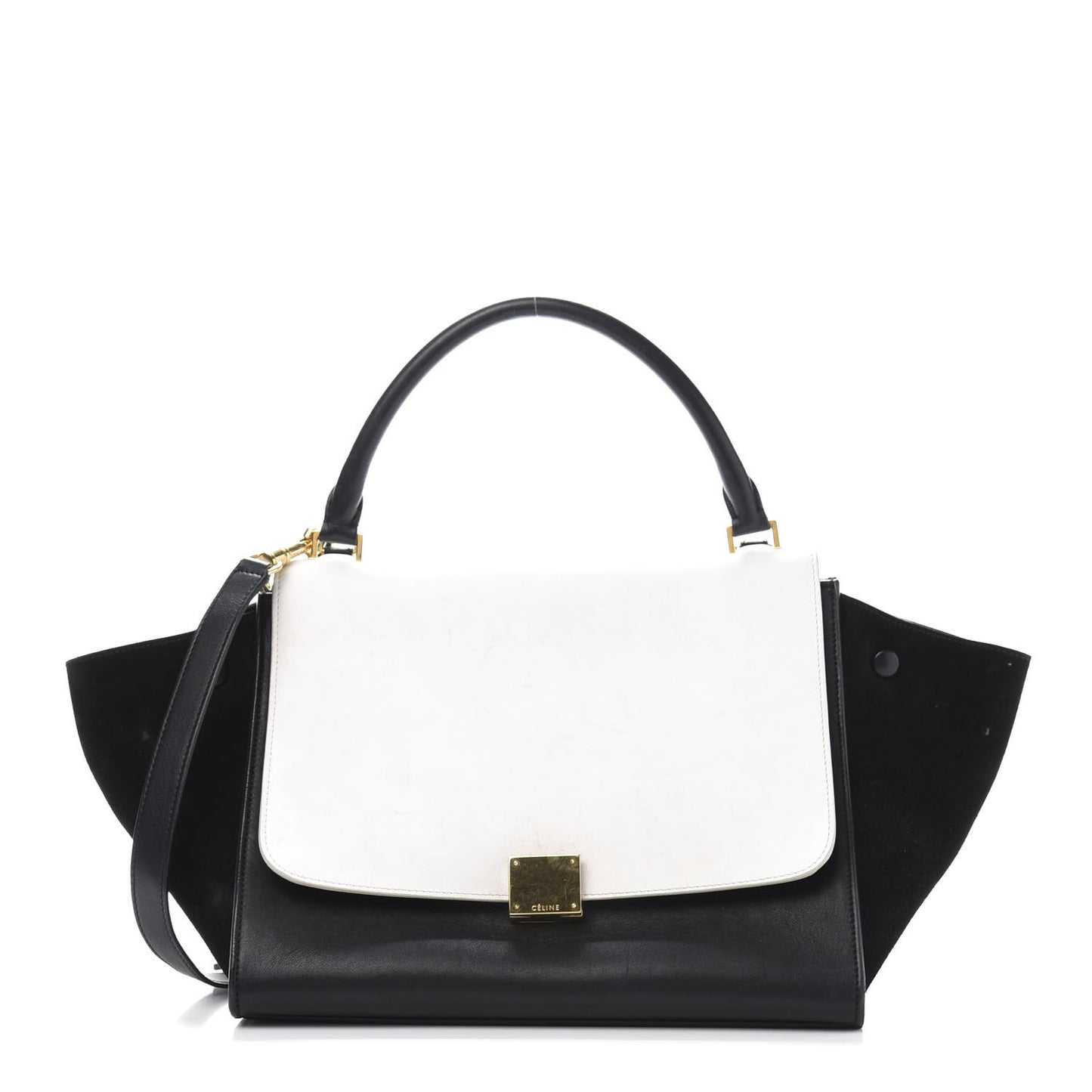 Smooth Calfskin Suede Medium Bi-Color Trapeze Black