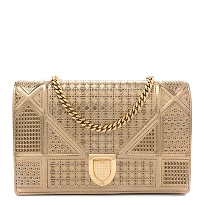 Christian Dior Metallic Patent Micro-Cannage Diorama Wallet on Chain Pouch 1 of 11