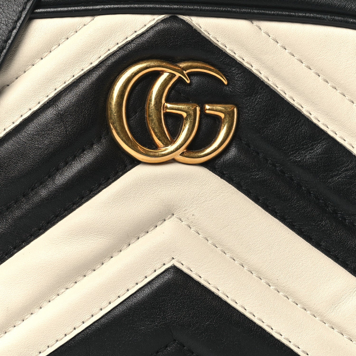 Gucci Calfskin Matelasse Mini GG Marmont Chain Shoulder Bag Black White 8 of 10