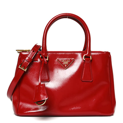 Prada Saffiano Vernice Mini Galleria Double Zip Tote Rosso 1 of 15