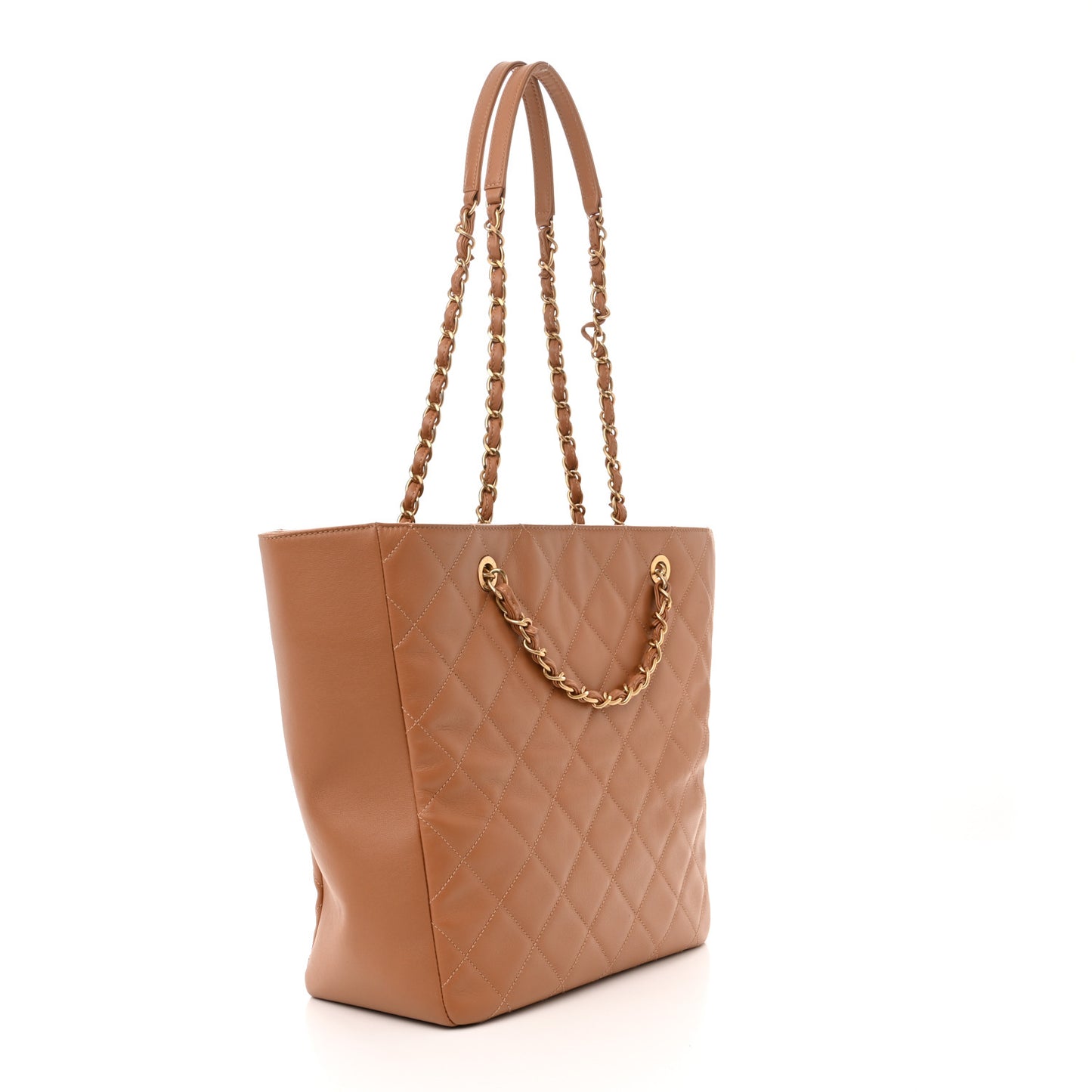 Calfskin Stitched Large Shopping Bag Brown