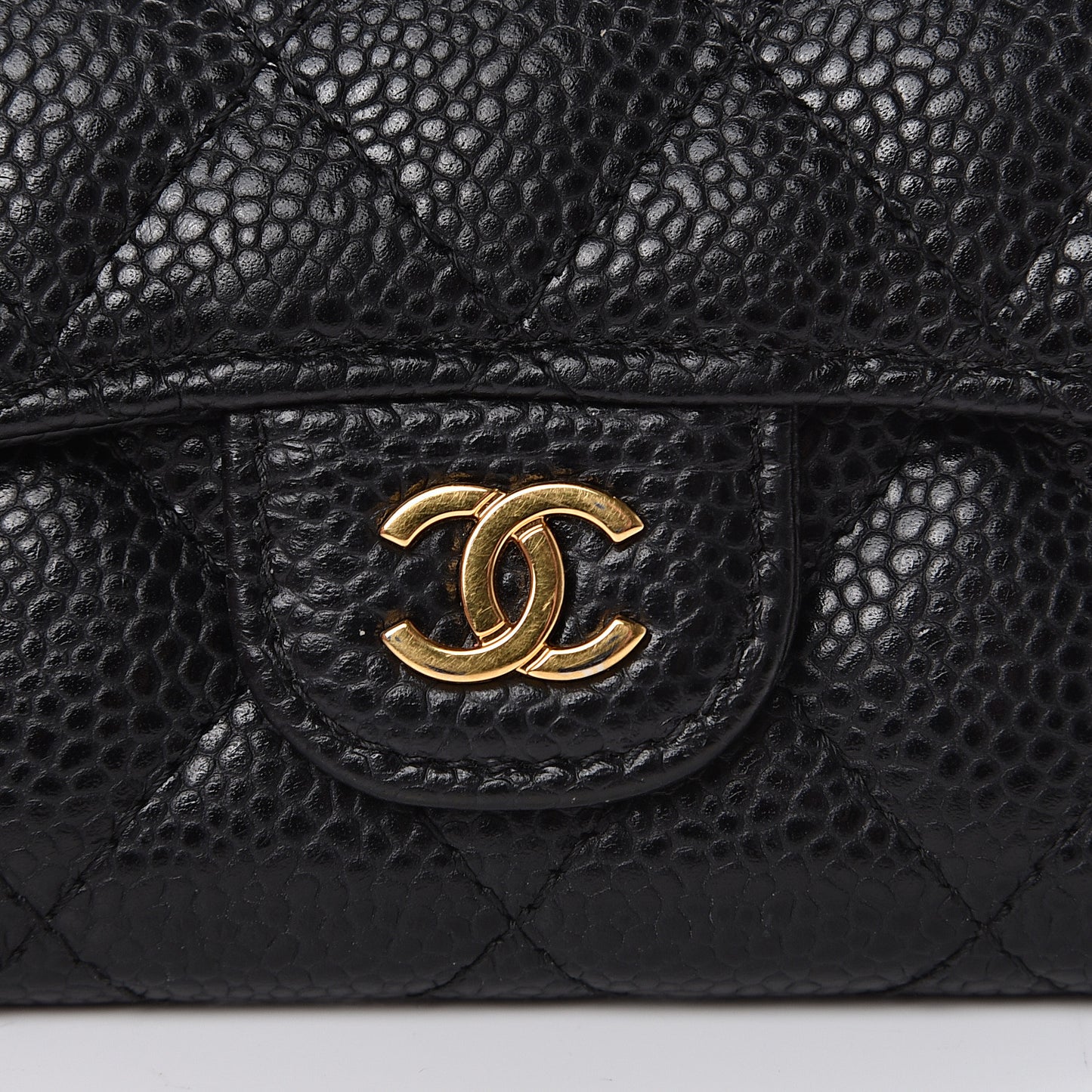 Caviar Quilted Flap Card Holder Black