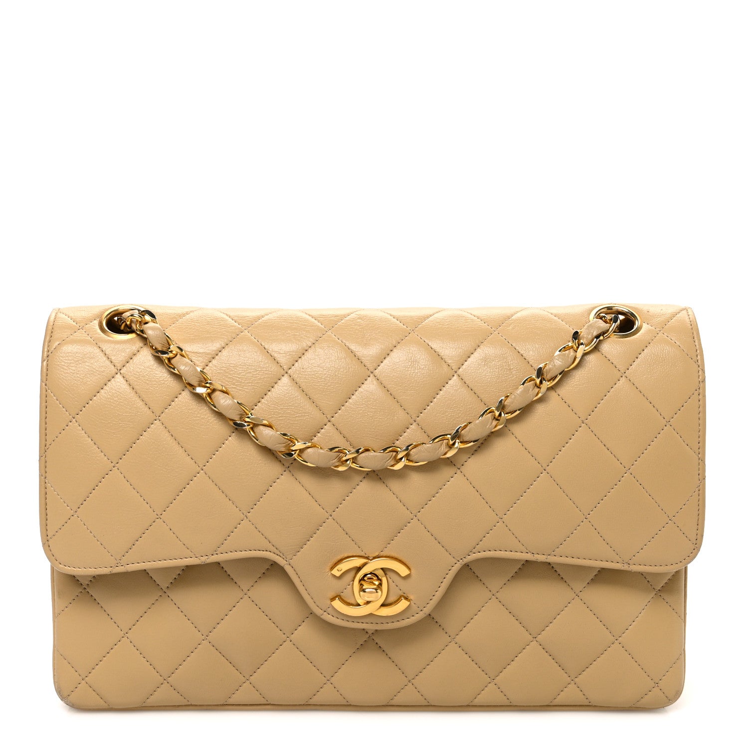 Chanel Lambskin Quilted Medium Double Flap Beige 1 of 12