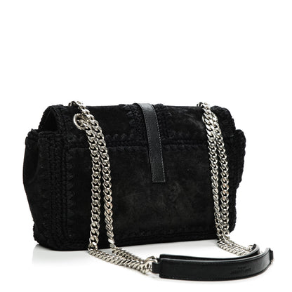 Saint Laurent Suede Macrame Medium College Monogram Satchel Black 3 of 7
