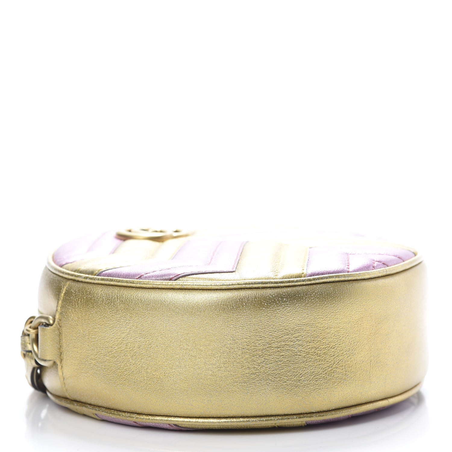 Gucci Metallic Nappa Matelasse Heart Mini GG Marmont Round Shoulder Bag Oro Vecchio Rosa 5 of 12