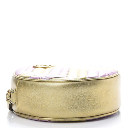 Gucci Metallic Nappa Matelasse Heart Mini GG Marmont Round Shoulder Bag Oro Vecchio Rosa 5 of 12