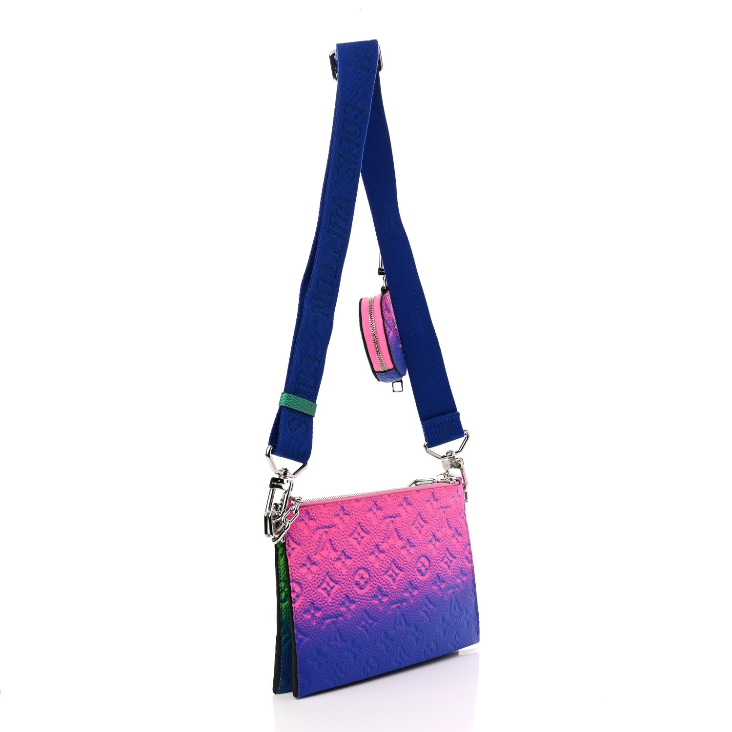 Louis Vuitton Taurillon Illusion Trio Pouch Bleu Rose 3 of 10
