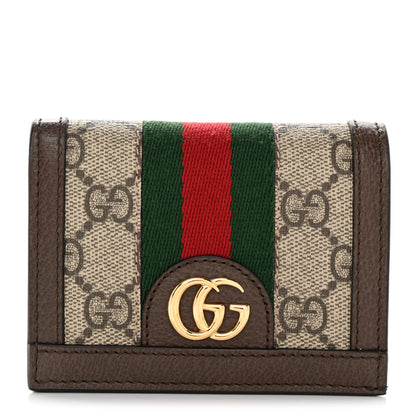 Gucci GG Supreme Monogram Web Ophidia Card Case Beige New Acero 1 of 7