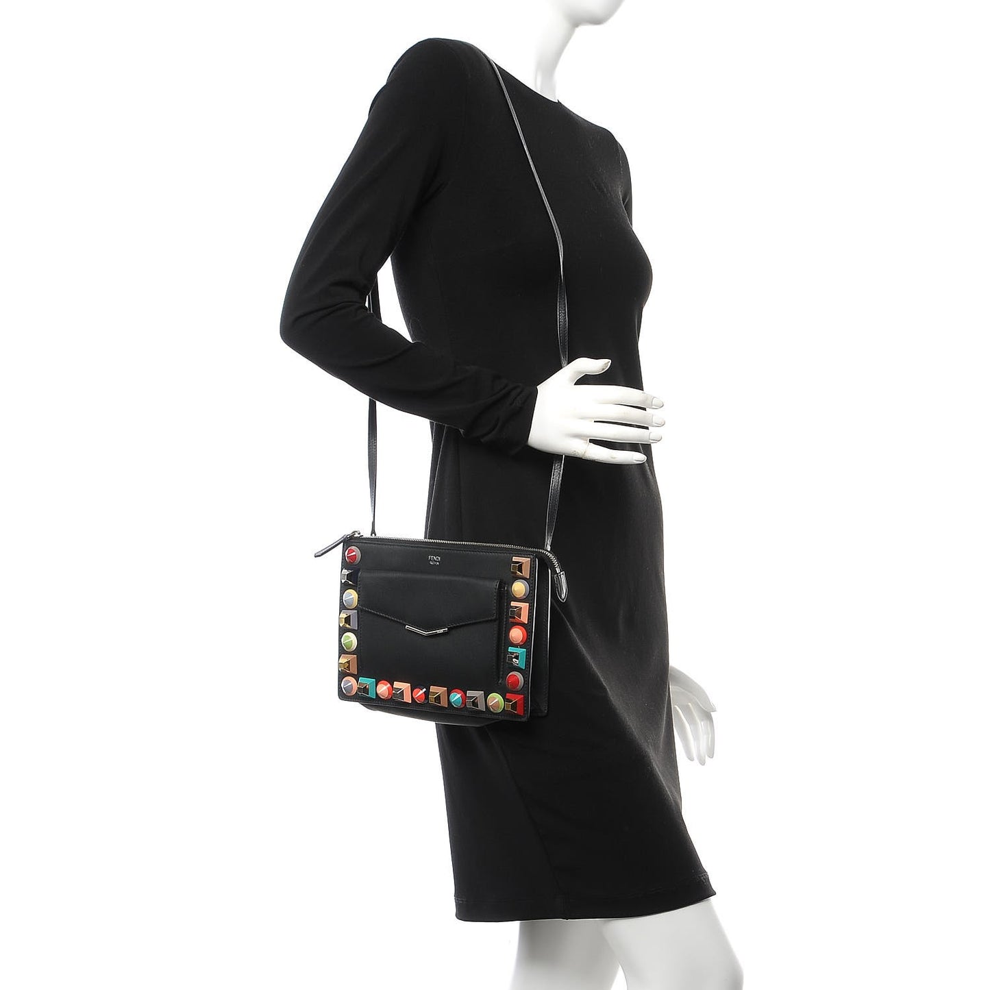 Vitello Dolce Studded Mini 2Jours Pouch Black Multicolor