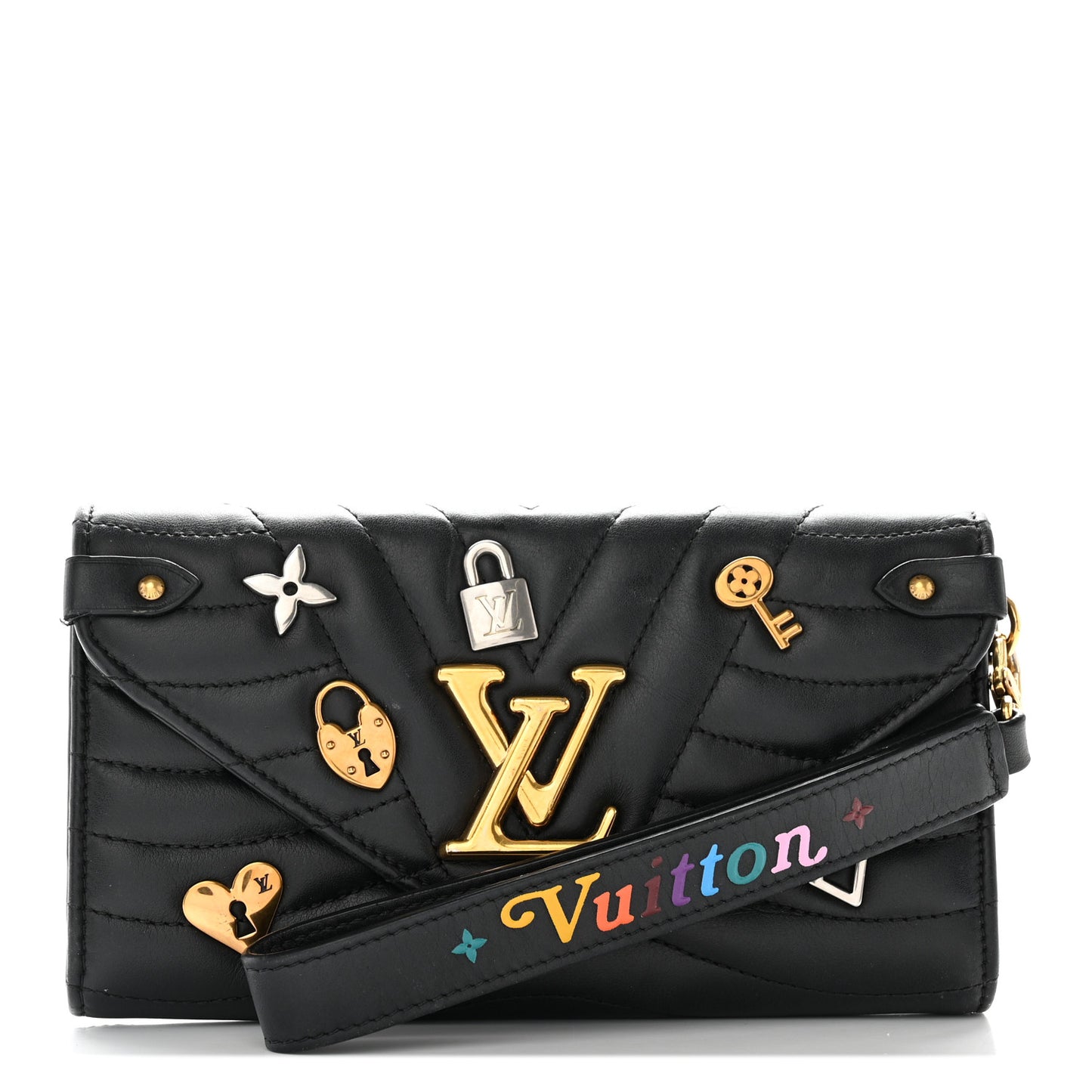 Calfskin Love Lock New Wave Long Wallet Black