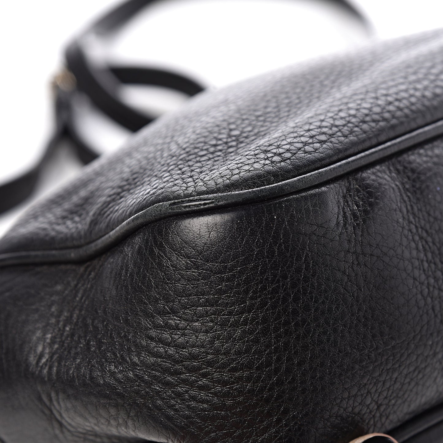 Pebbled Calfskin Small Soho Disco Bag Black