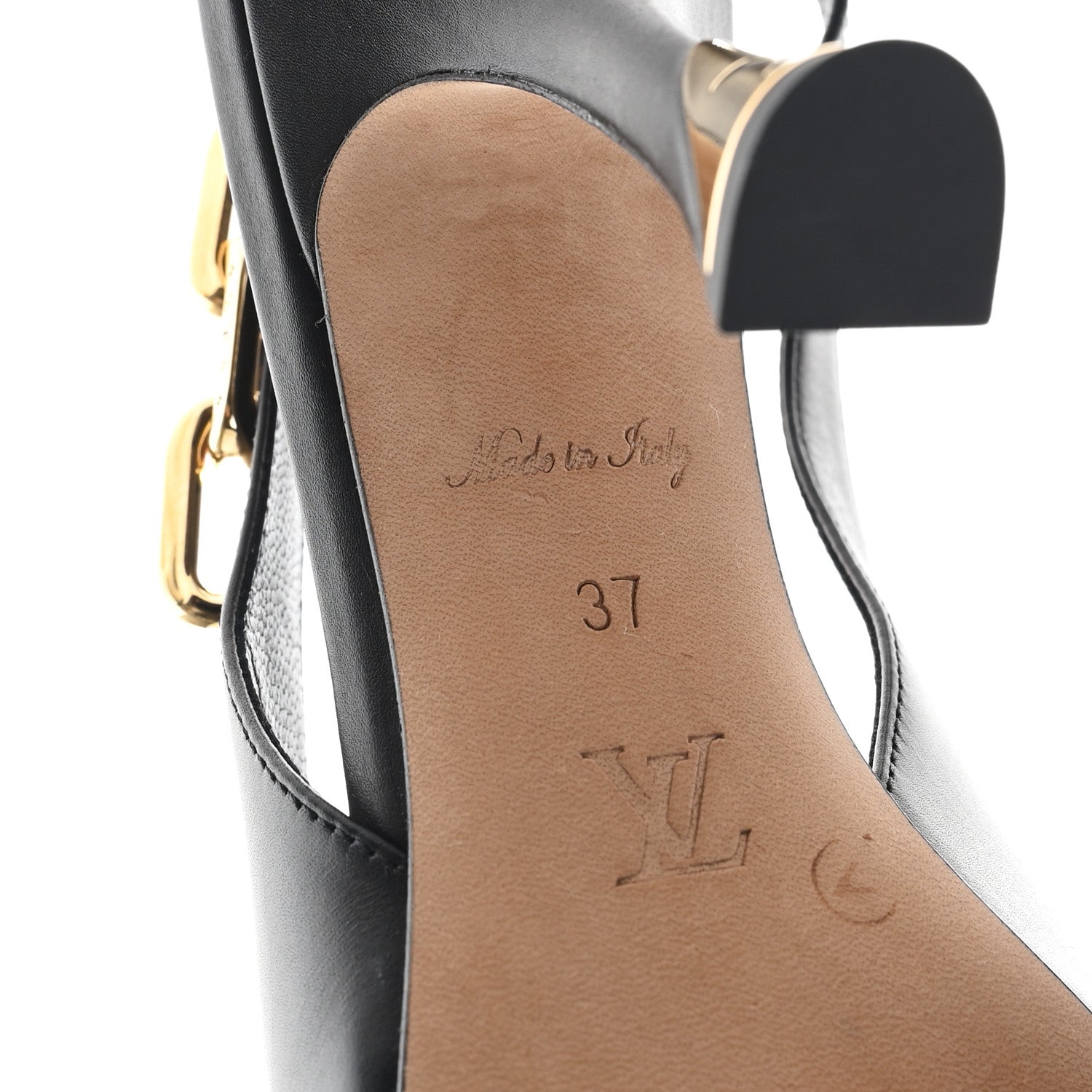 Louis Vuitton Calfskin Sparkle Slingback Pumps 37 Black 7 of 9