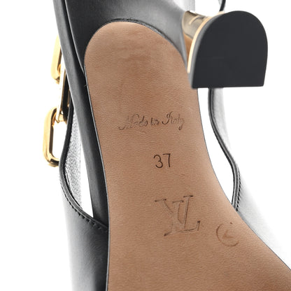 Louis Vuitton Calfskin Sparkle Slingback Pumps 37 Black 7 of 9