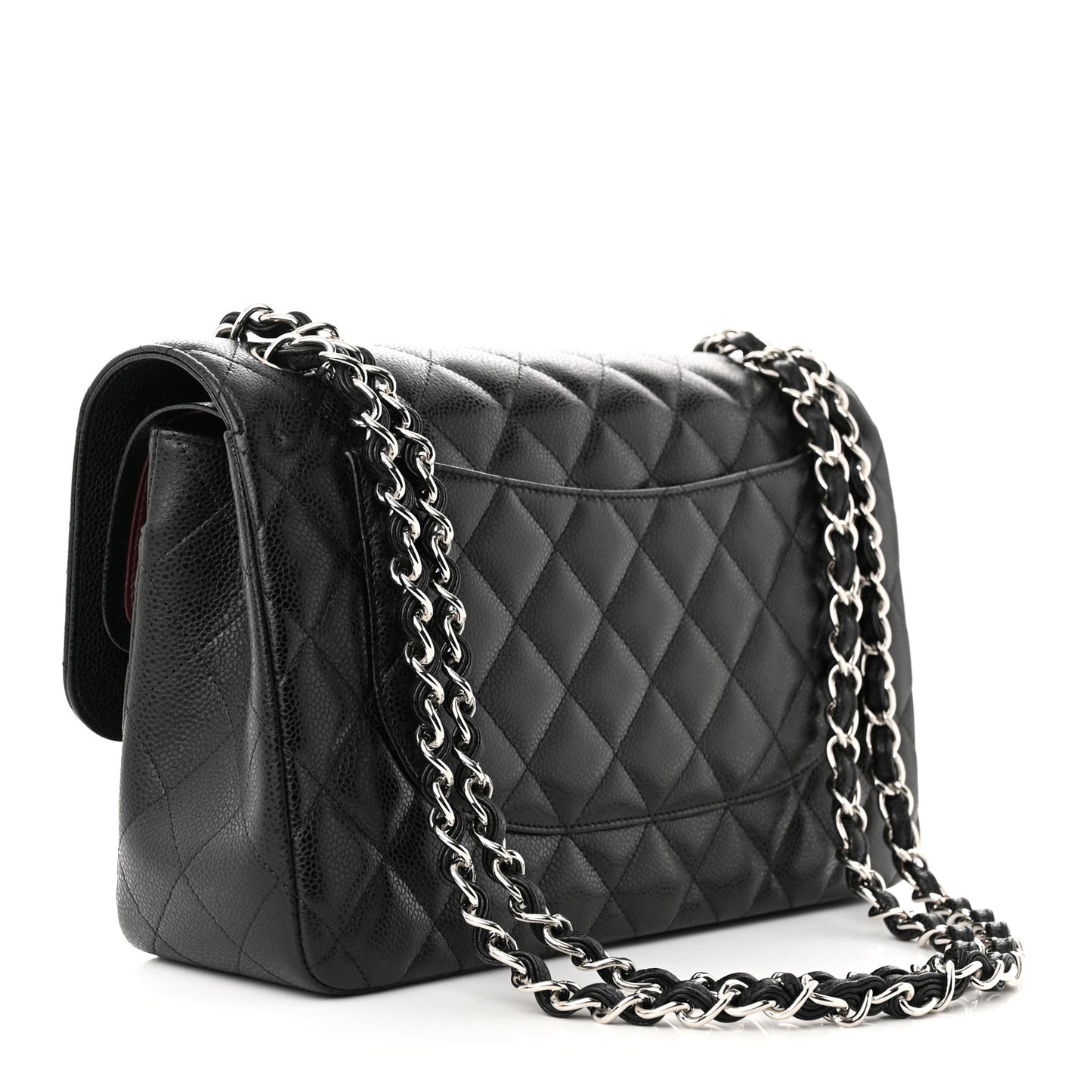 Caviar Quilted Jumbo Double Flap Black