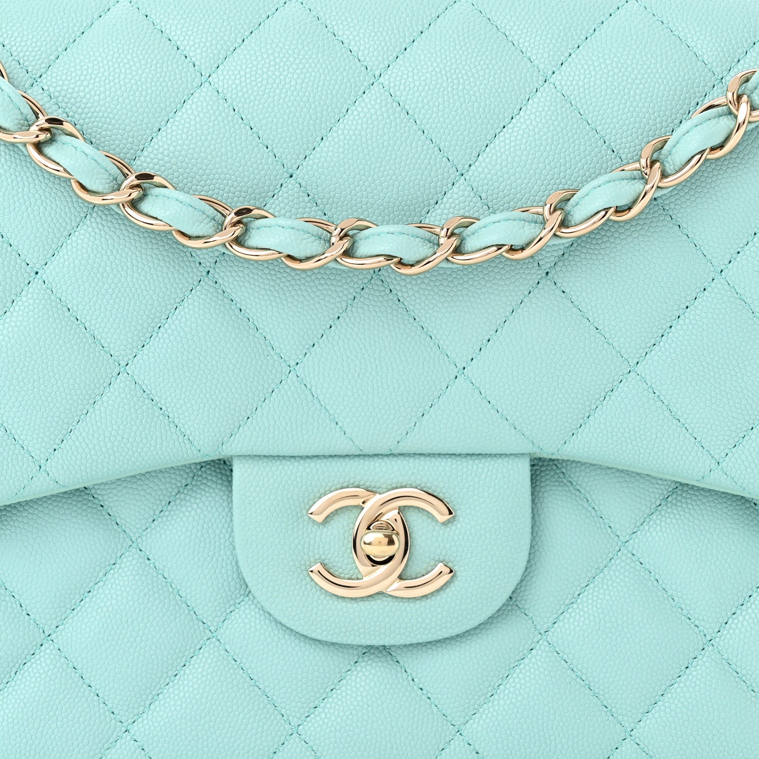 Chanel Caviar Quilted Jumbo Double Flap Light Blue 7 of 13