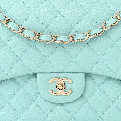 Chanel Caviar Quilted Jumbo Double Flap Light Blue 7 of 13