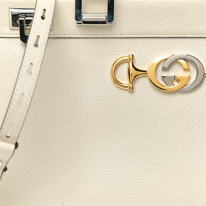 Gucci Grainy Calfskin Medium Zumi Top Handle Bag Mystic White 8 of 13