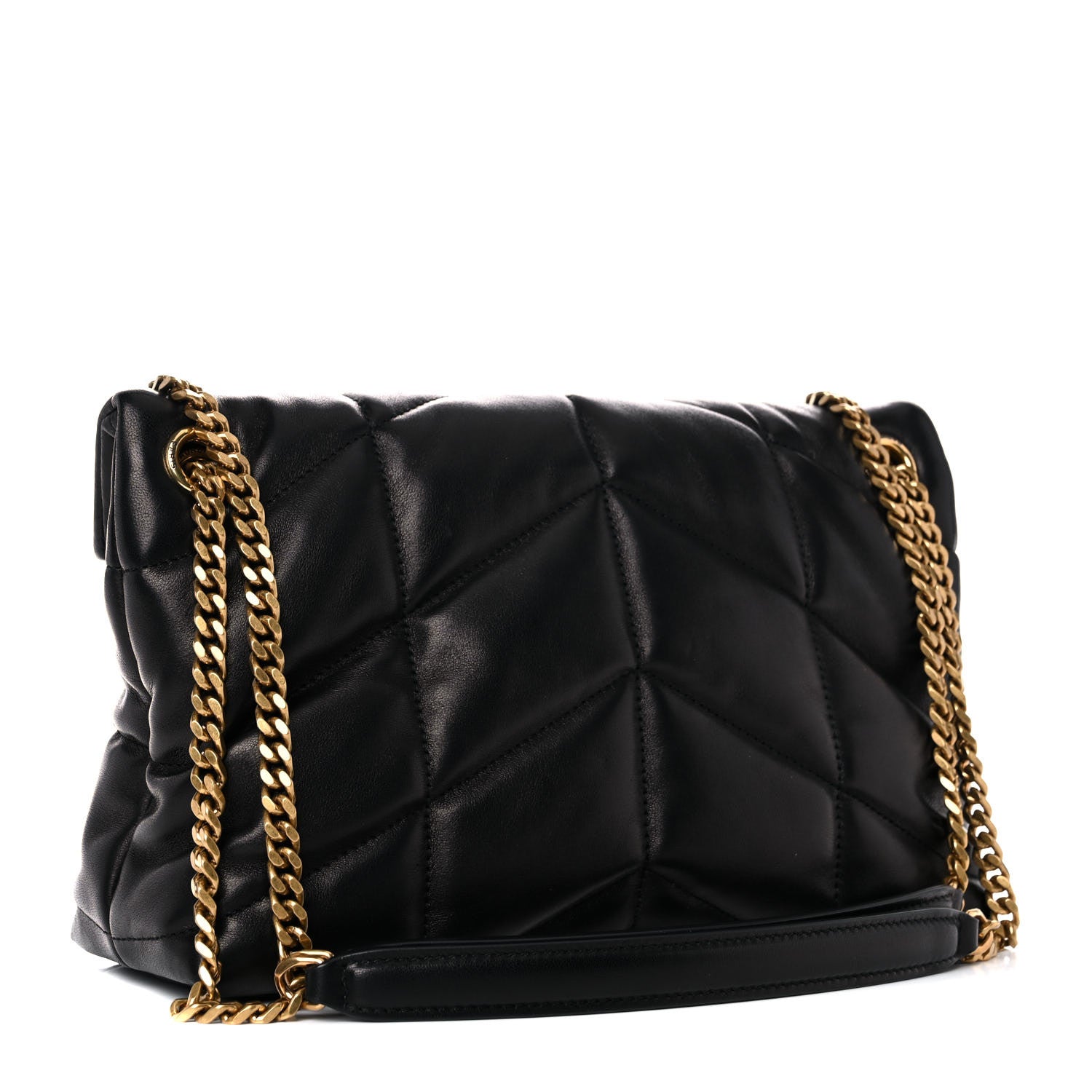 Saint Laurent Lambskin Quilted Small Loulou Puffer Monogram Chain Satchel Black 3 of 15