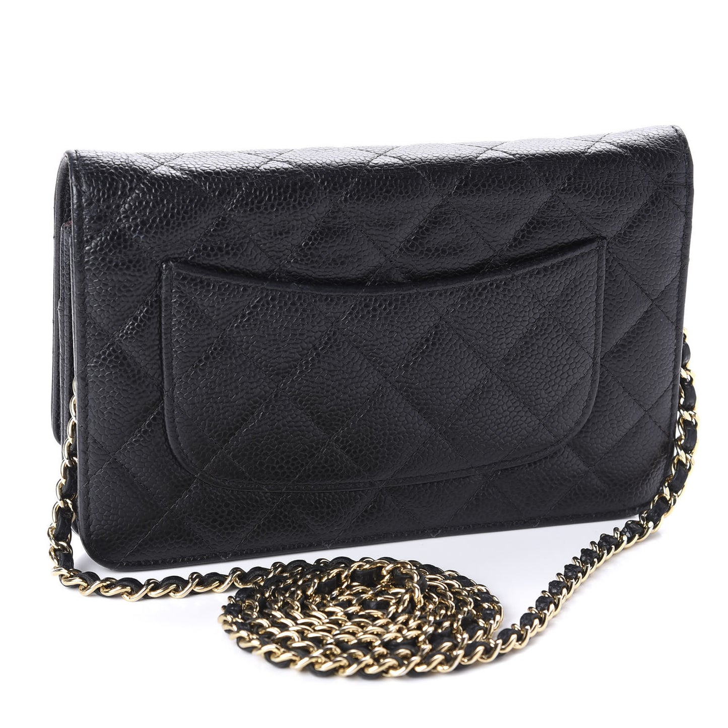 Caviar Quilted Wallet On Chain WOC Black