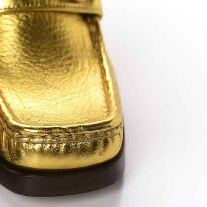 Gucci Metallic Malaga Kid Horsebit Loafer Pumps 37 Gold 7 of 11