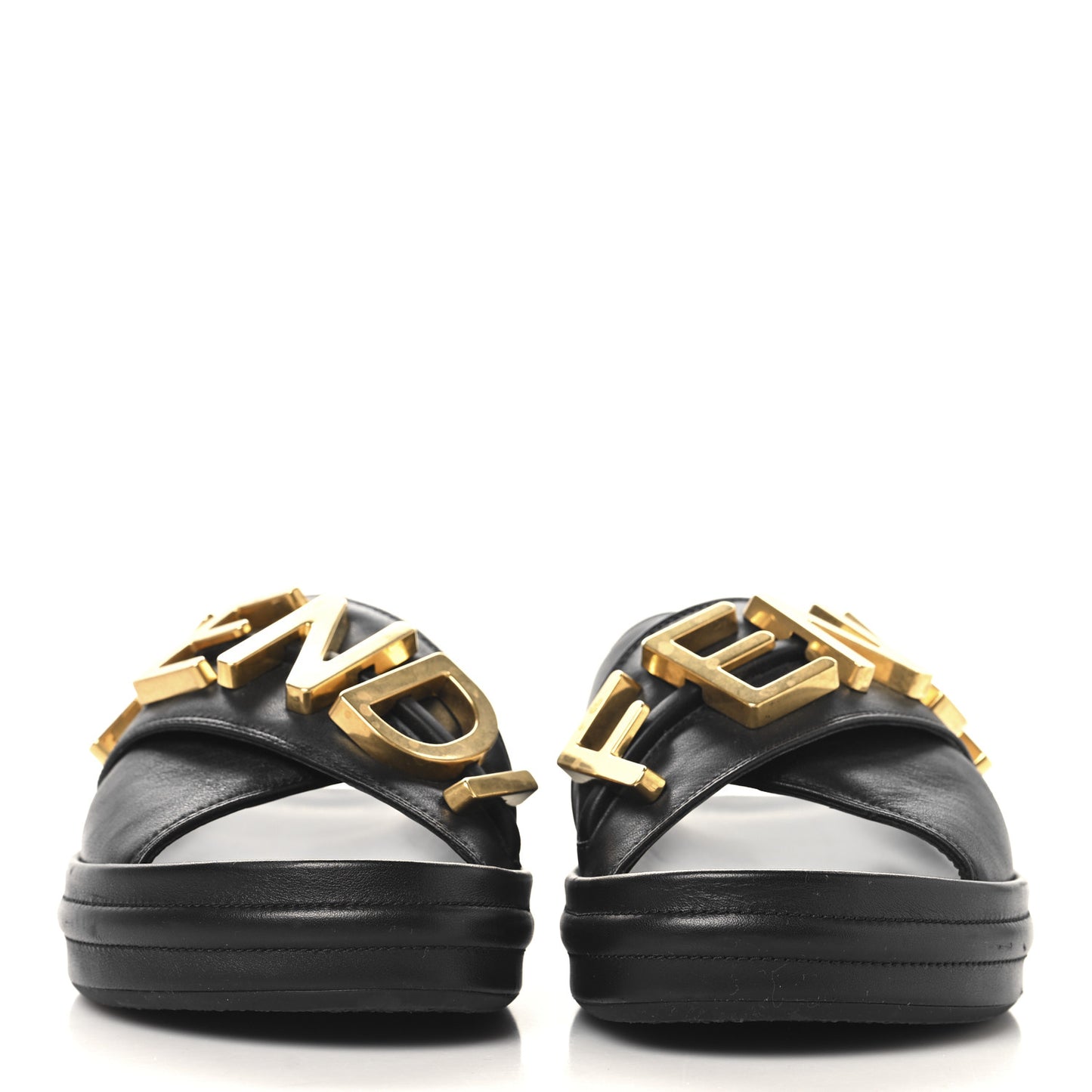 Vitello Womens Fendigraphy Slide Sandals 36.5 Black