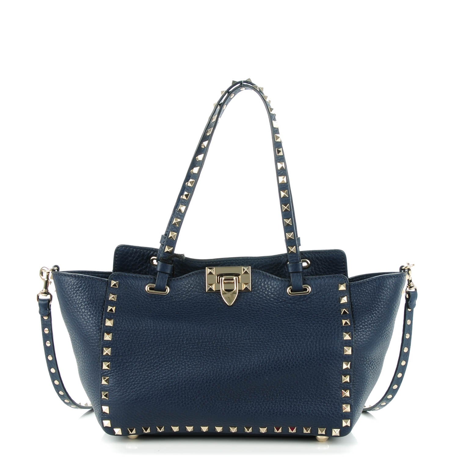Valentino Garavani Grained Calfskin Small Rockstud Tote Marine 1 of 8