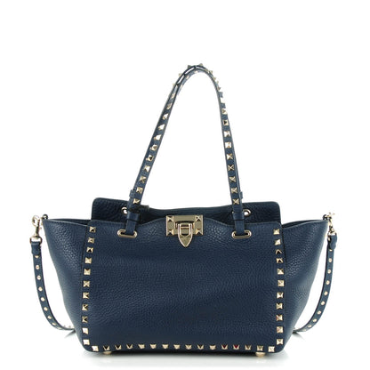 Valentino Garavani Grained Calfskin Small Rockstud Tote Marine 1 of 8