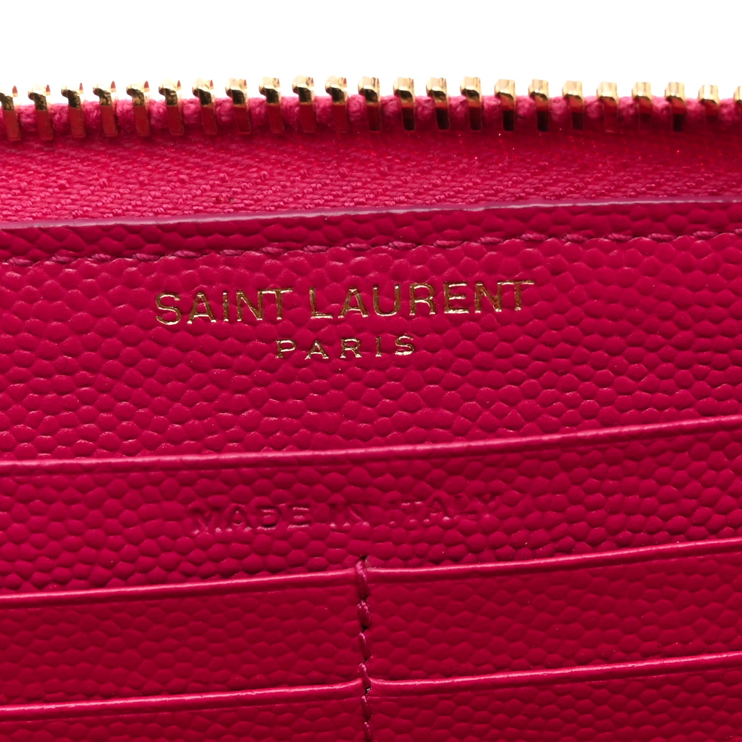 Saint Laurent Grain De Poudre Matelasse Chevron Monogram Zip Around Wallet Fuchsia 6 of 8