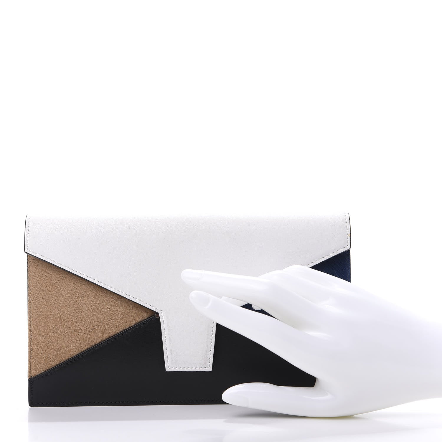 Celine Pony Hair Calfskin Diamond Clutch Wallet White 2 of 11