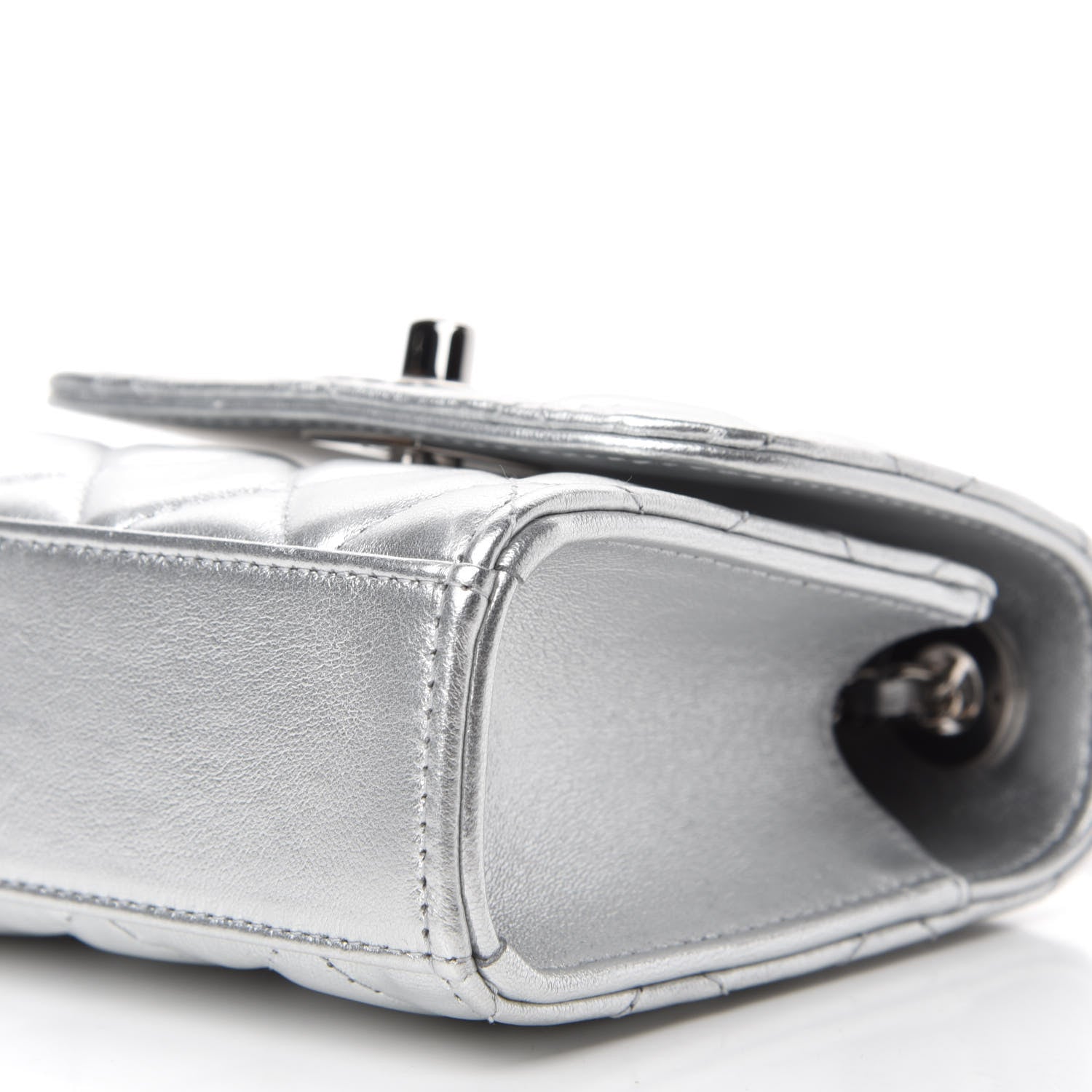 Chanel Metallic Lambskin Quilted Mini Trendy CC Clutch With Chain Silver 7 of 12