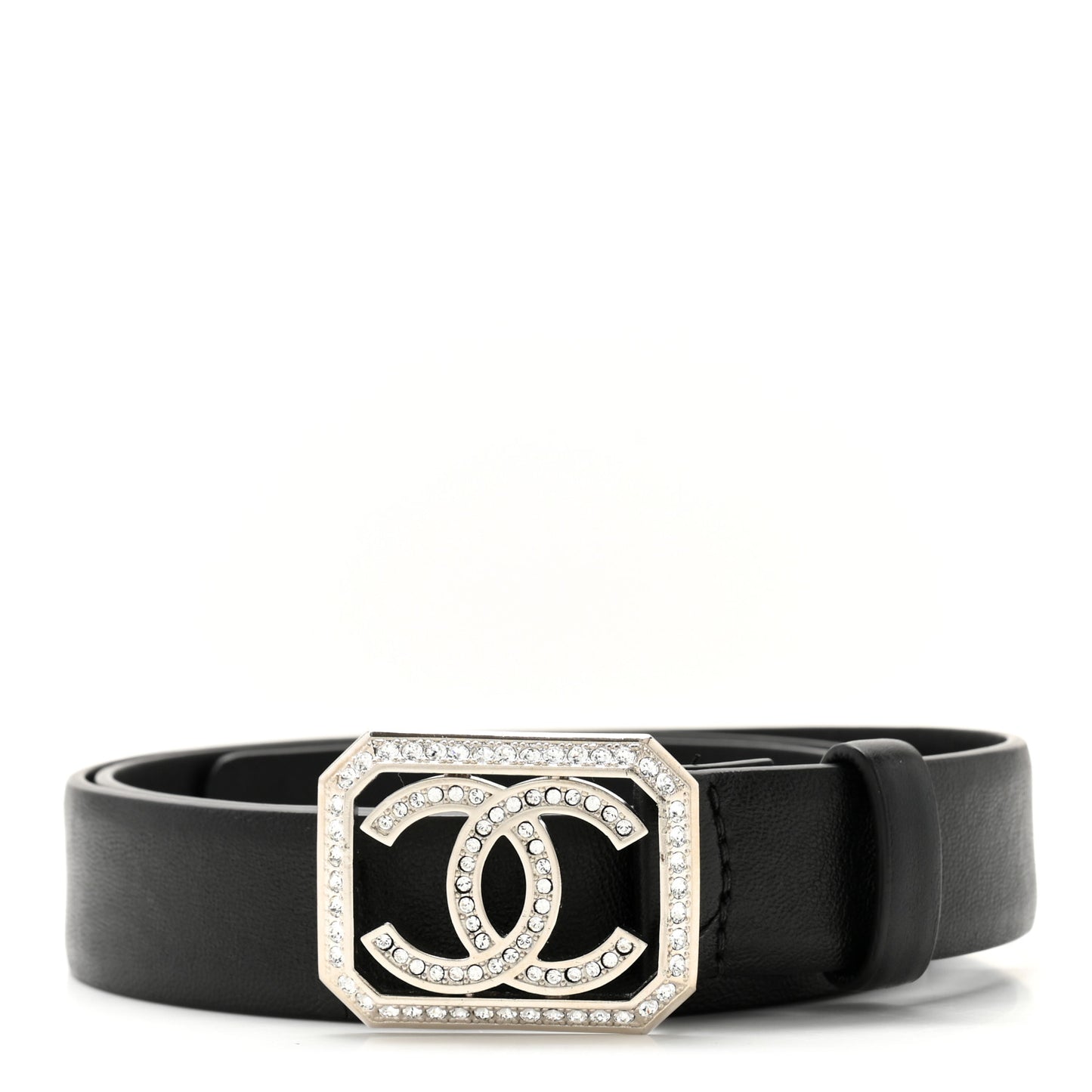 Calfskin Crystal CC Vendome Belt 85 34 Black