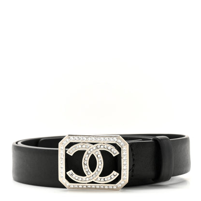 Chanel Calfskin Crystal CC Vendome Belt 85 34 Black 1 of 7