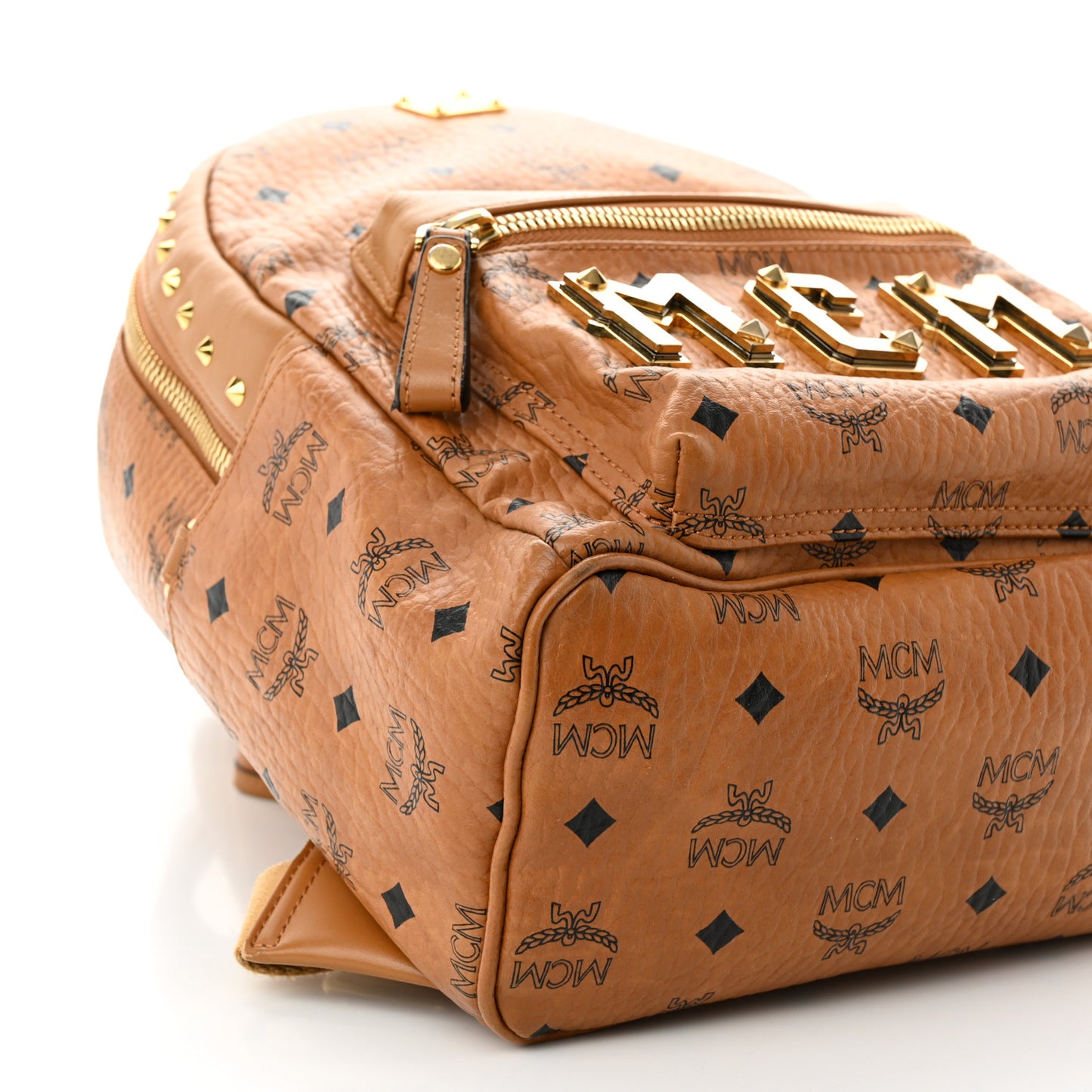 Visetos Studded Small Stark M Logo Collection Backpack Cognac