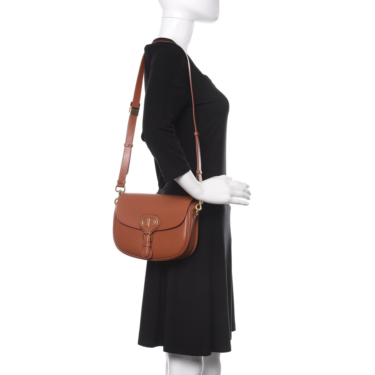 Box Calfskin Medium Bobby Flap Dark Tan