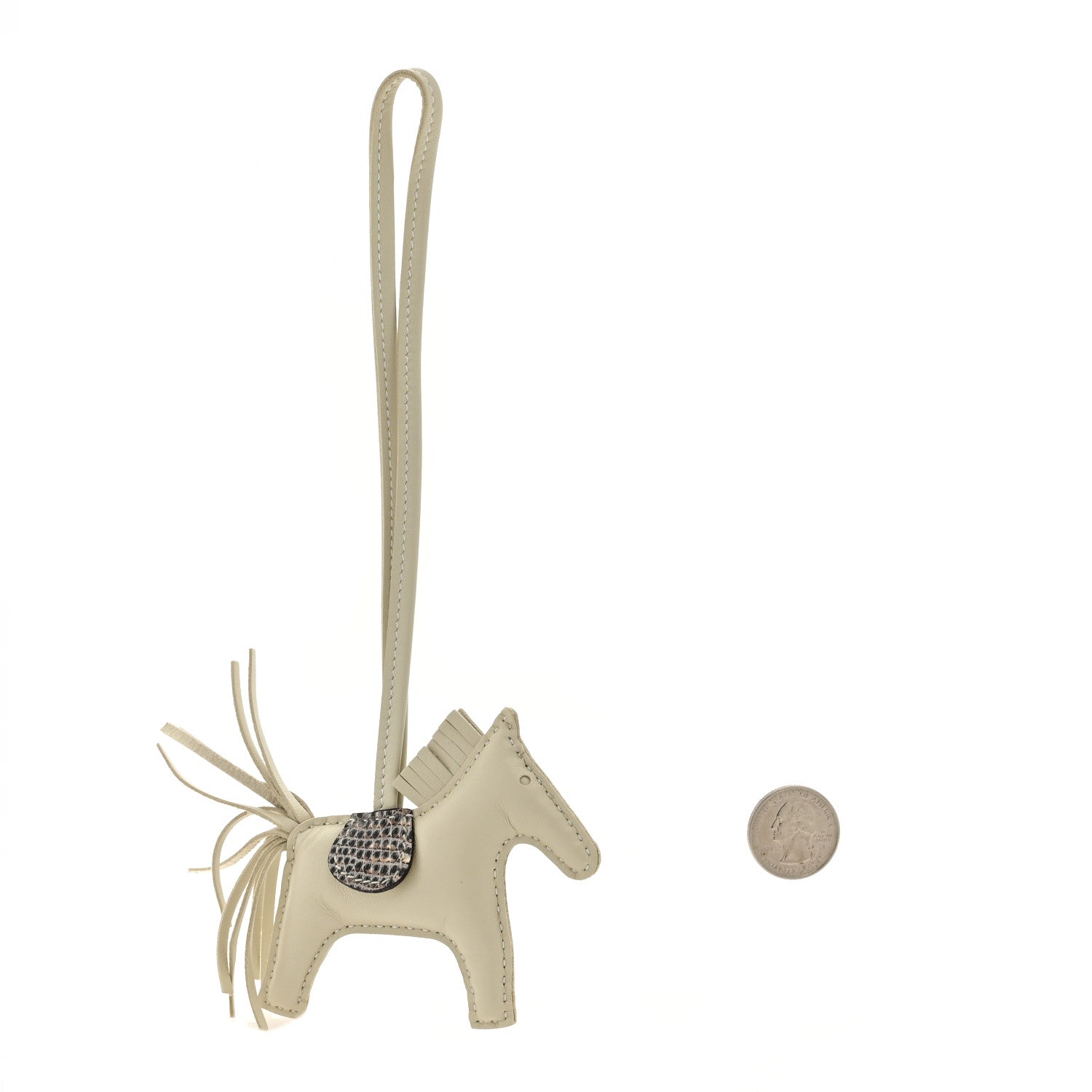 Hermes Milo Lambskin Lizard Touch Grigri Rodeo Horse Bag Charm PM Craie Ombre 2 of 3