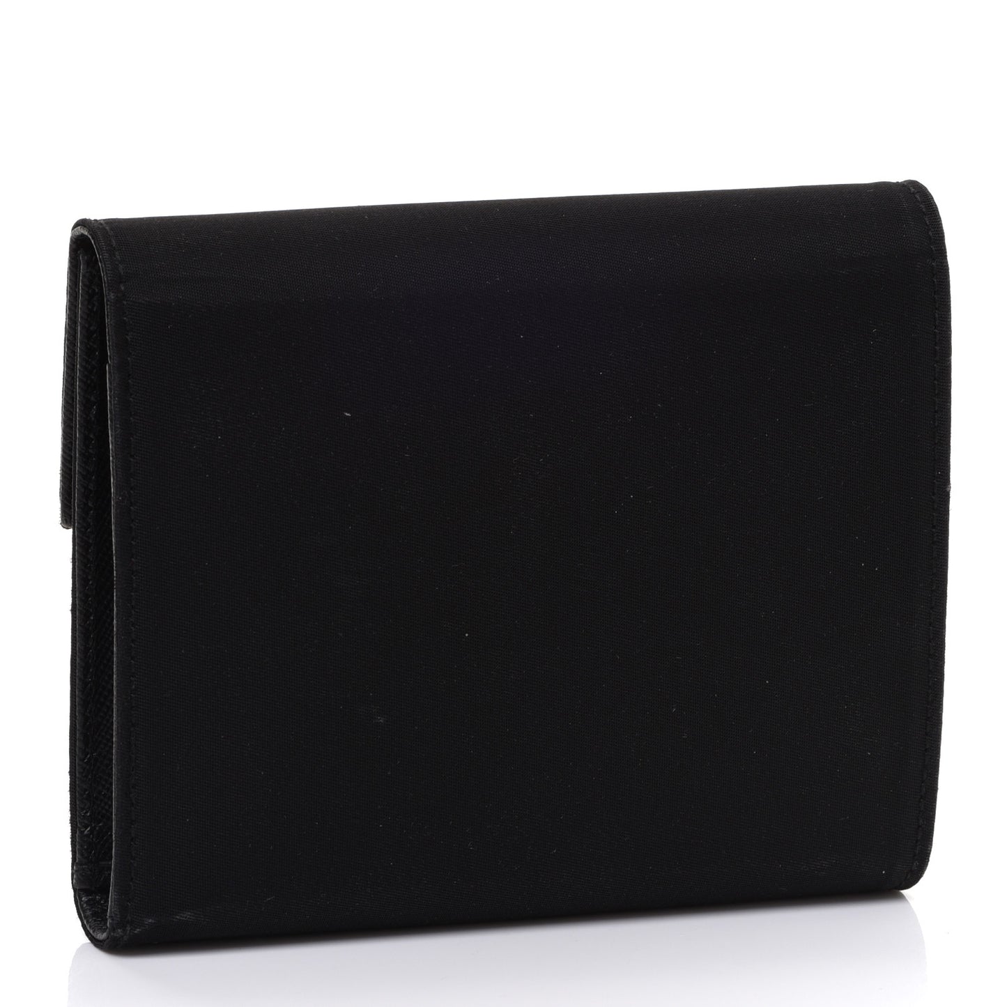 Tessuto Nylon Saffiano Tri-Fold Compact Wallet Black