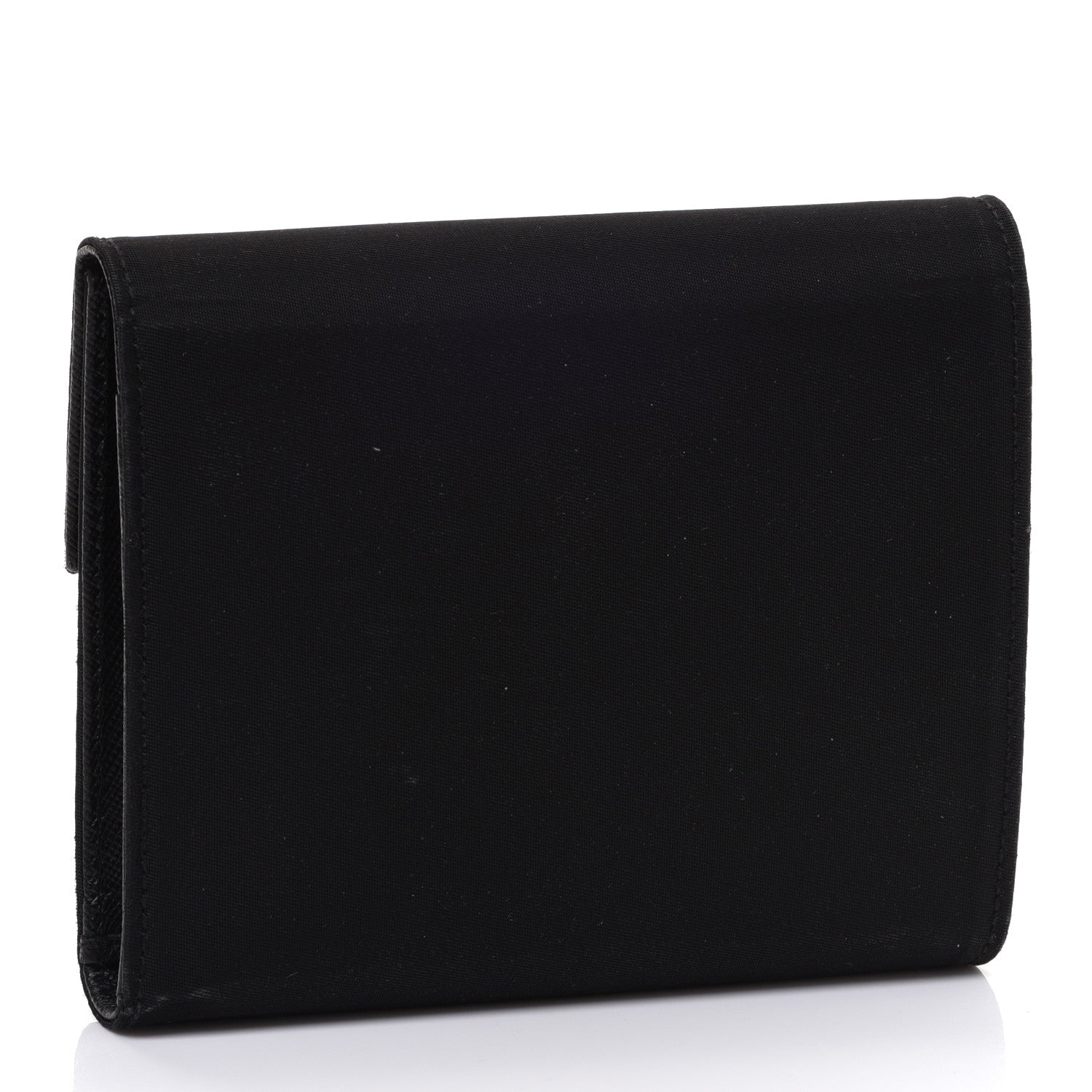 Prada Tessuto Nylon Saffiano Tri-Fold Compact Wallet Black 3 of 8