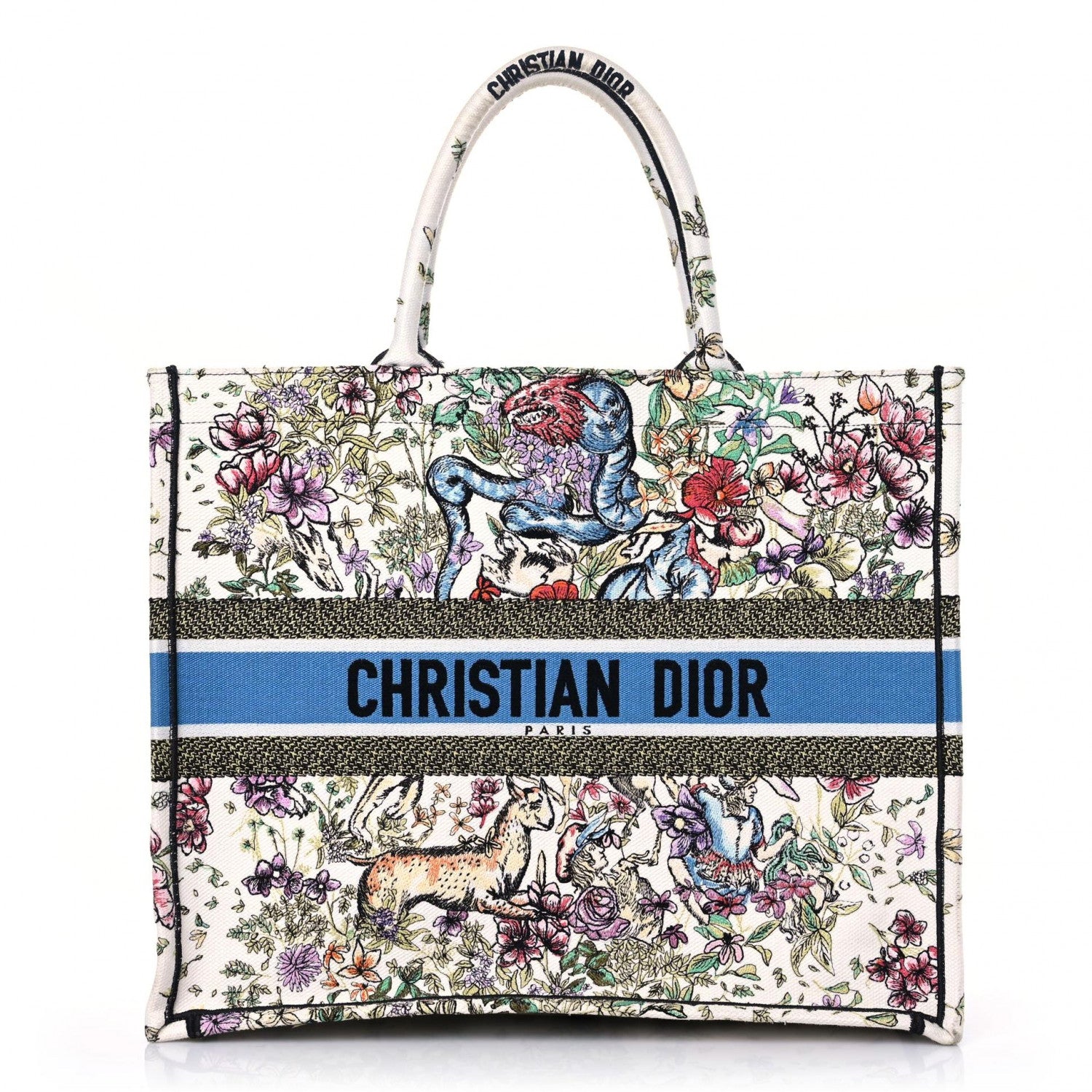 Christian Dior Canvas Embroidered Large D-Constellation Book Tote Latte Multicolor 1 of 16
