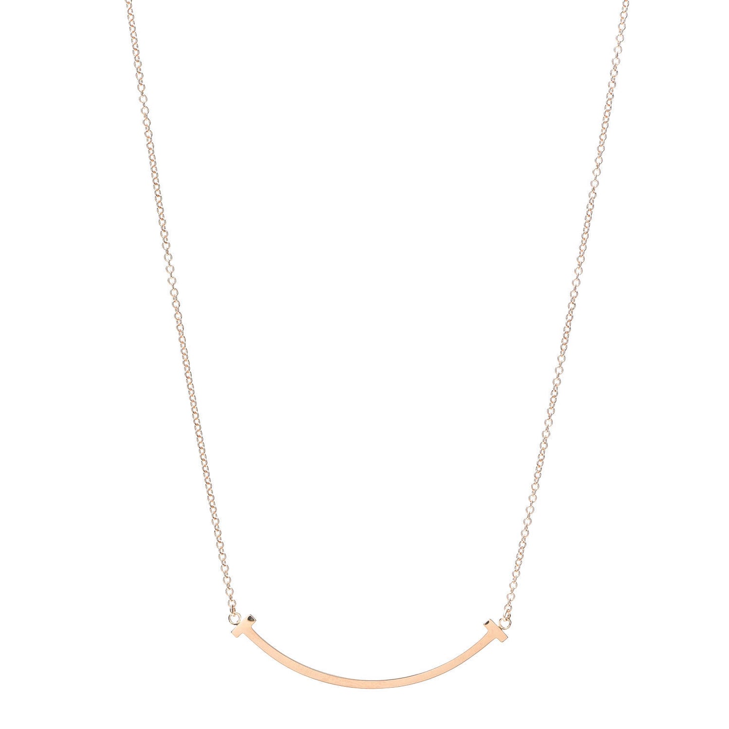 18K Rose Gold Small T Smile Pendant Necklace