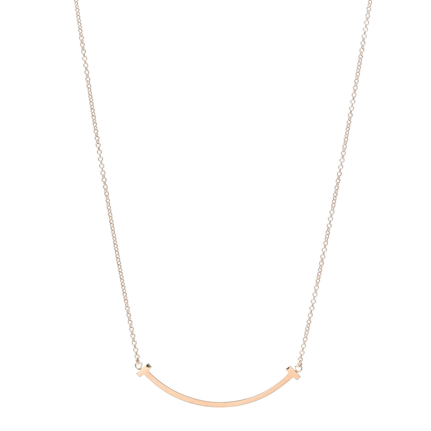 Tiffany 18K Rose Gold Small T Smile Pendant Necklace 1 of 6