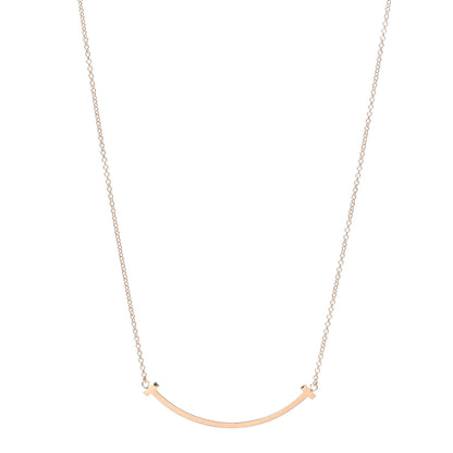 Tiffany 18K Rose Gold Small T Smile Pendant Necklace 1 of 6