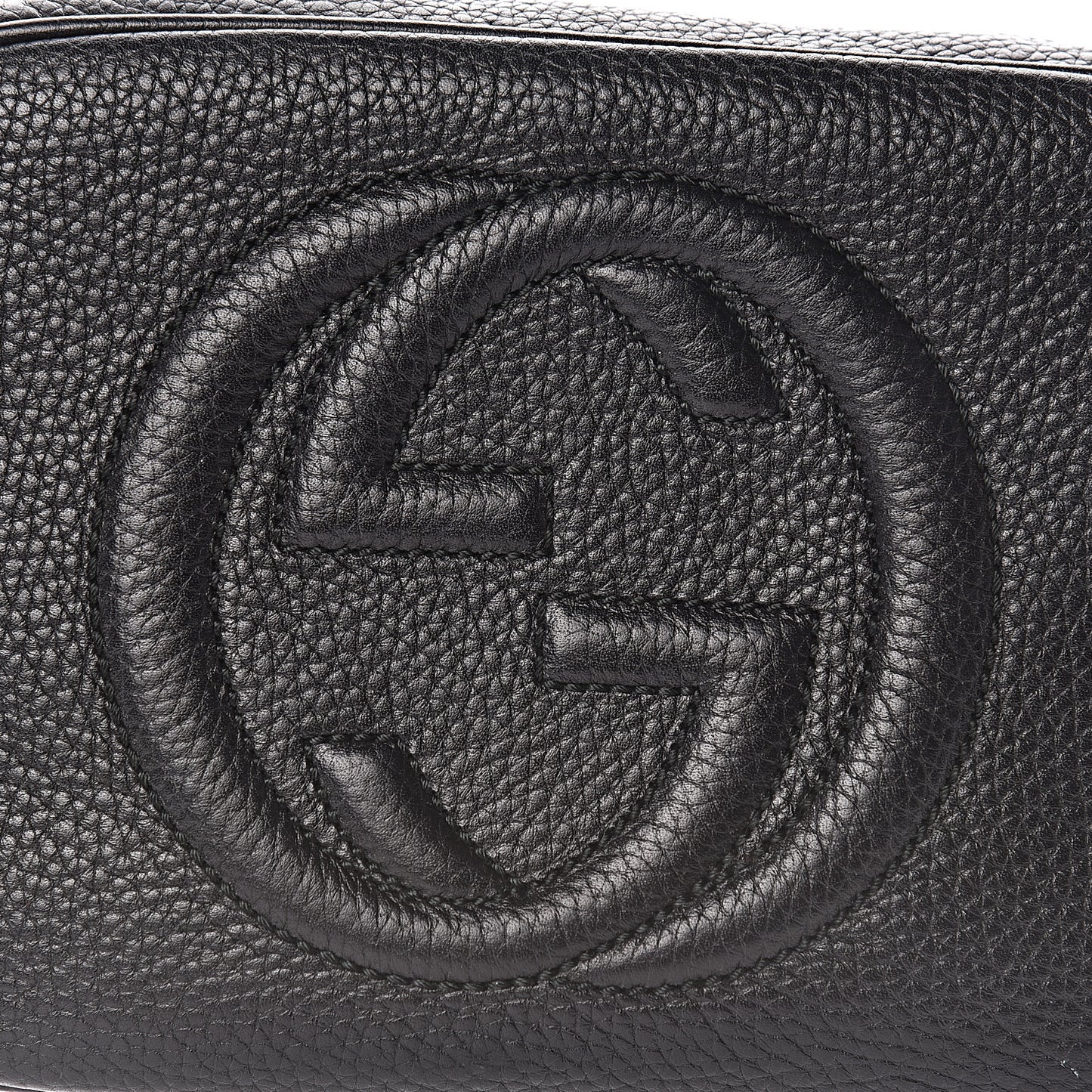 Pebbled Calfskin Small Soho Disco Bag Black