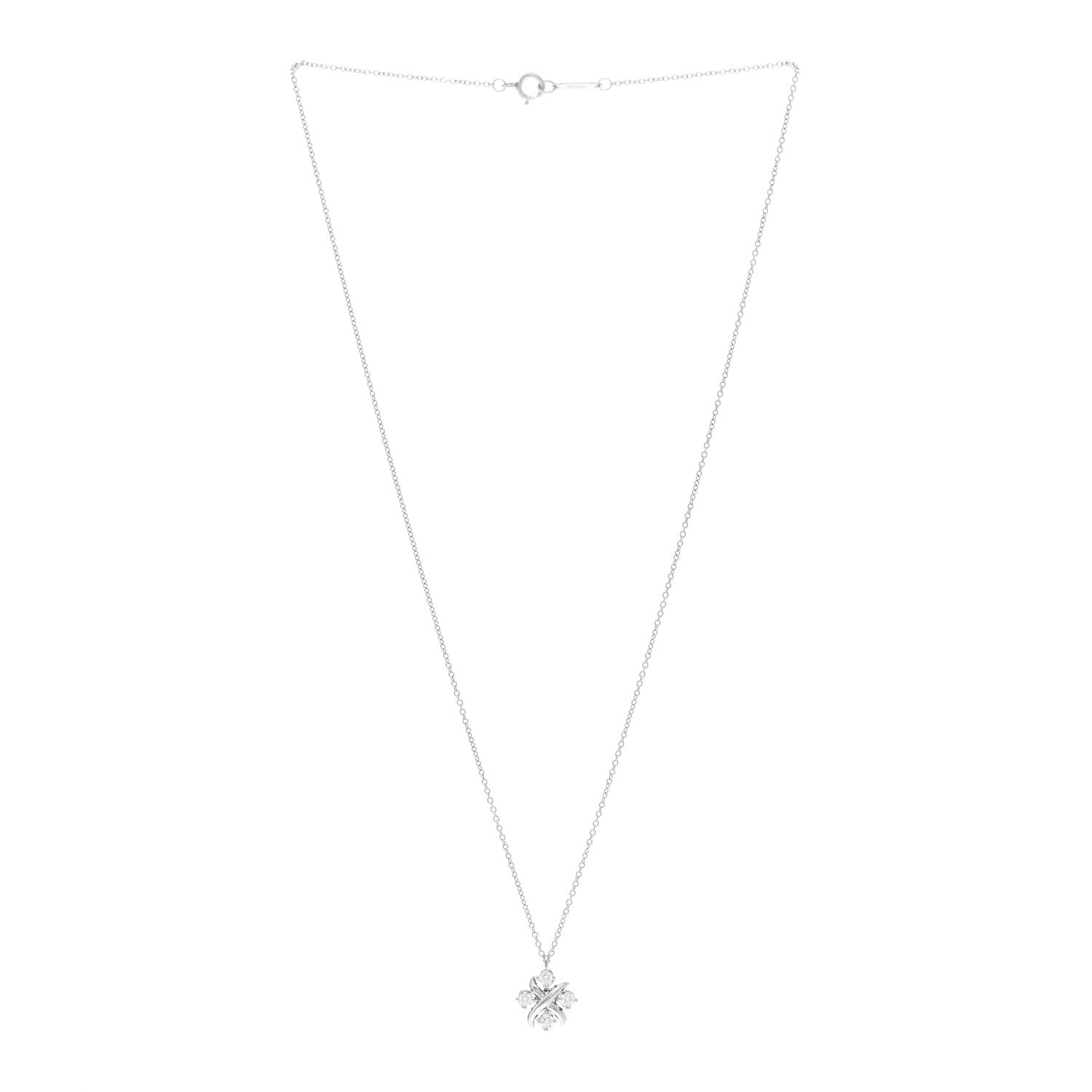 Tiffany Platinum Diamond Schlumberger Lynn Pendant Necklace 3 of 5