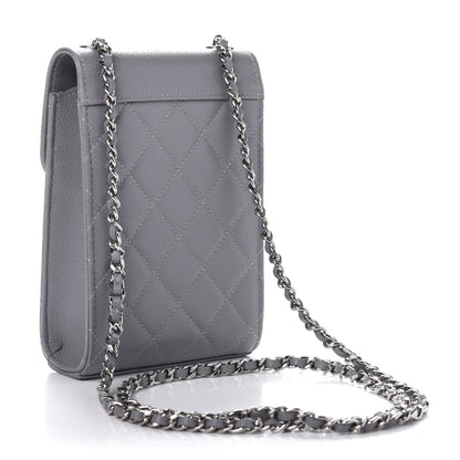 Chanel Grained Calfskin Quilted CC Box Clutch With Chain Grey 3 of 12