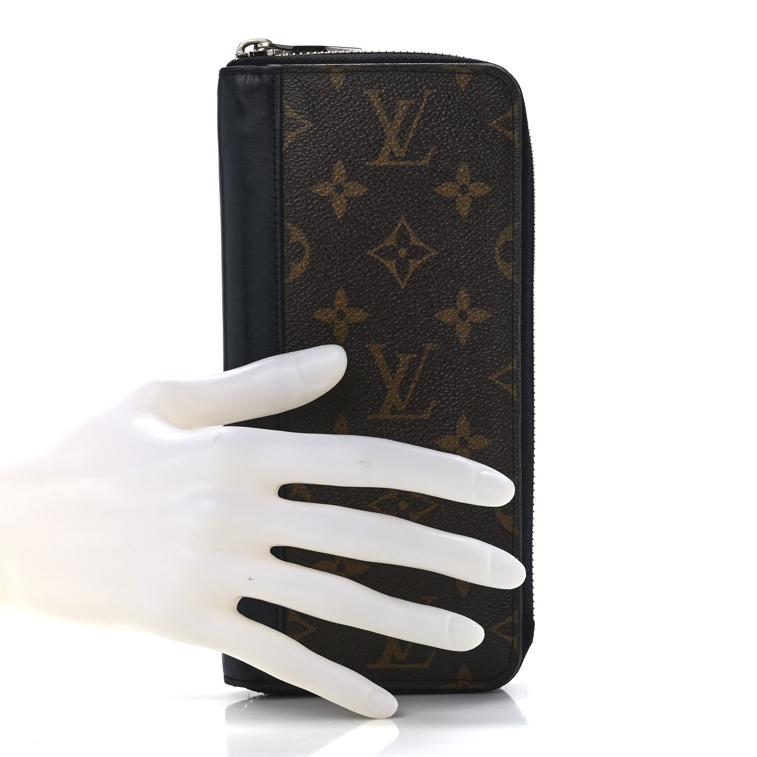 Louis Vuitton Monogram Macassar Vertical Zippy Wallet 2 of 12