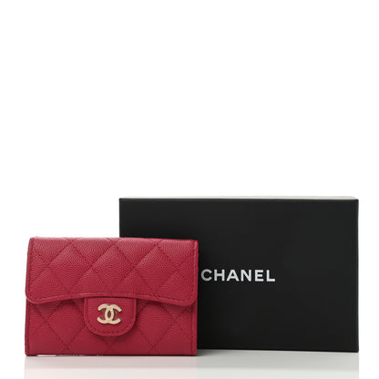 Chanel Caviar Quilted Flap Card Holder Wallet Dark Pink 9 of 9